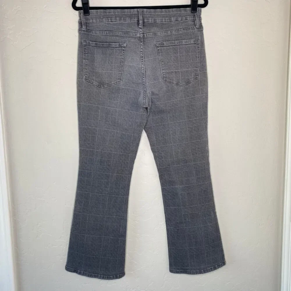 FRAME Le Crop Mini Boot Washed Gray Plaid Check Cropped Bootcut Jeans 30 - Picture 10 of 11